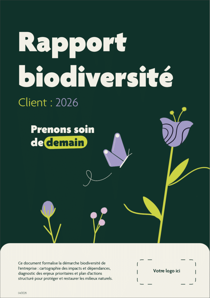 template première page rapport biodiversité pme illio